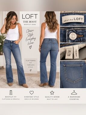 LOFT The Boot Women’s Bootcut Jeans Medium Wash Size 31/12